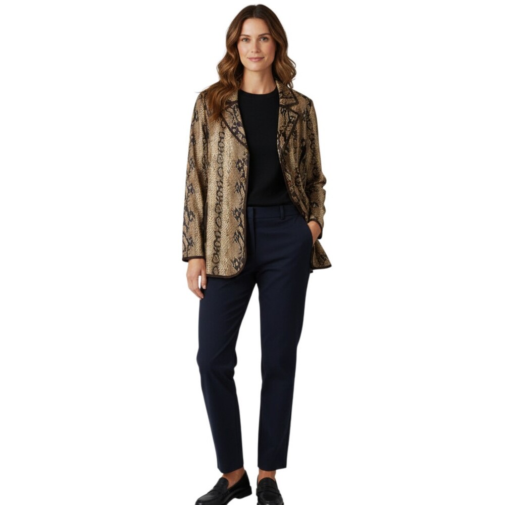 Misook Animal Print Cardigan Blazer Jacket Size XL Neutral Luxury Knit
